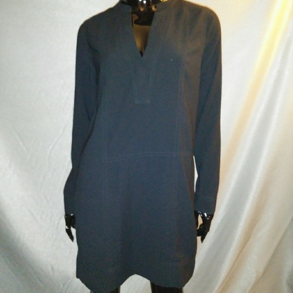 Black MADEWELL long sleeve Vneck shift dress Sz S